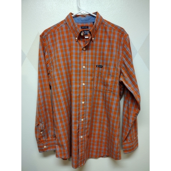 Chaps red & blue long sleeve windowpane plaid check shirt button-down collar - Picture 1 of 12